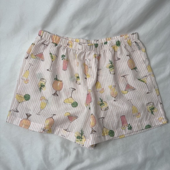 Rae Dunn Other - Rae Dunn Women's Pajama Pj Shorts L Pastel Cocktail Drink Pink Yellow‎